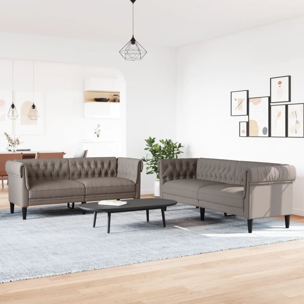 3-tlg. Sofagarnitur Hellgrau Stoff