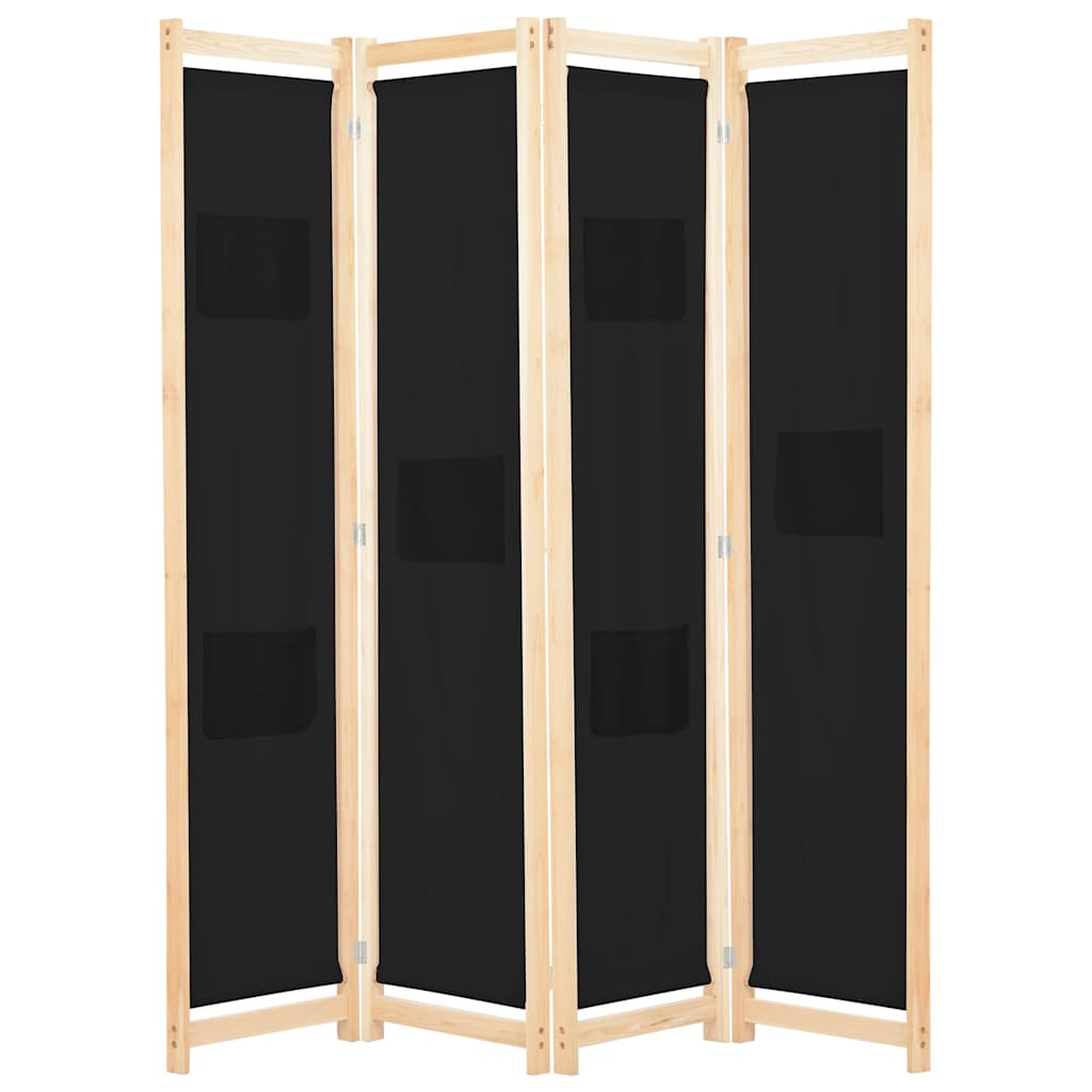 5-teiliger Raumteiler Creme 200 x 170 x 4 cm Stoff