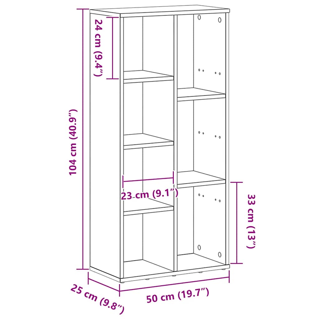 Bücherregal Weiß 50×25×106 cm Holzwerkstoff