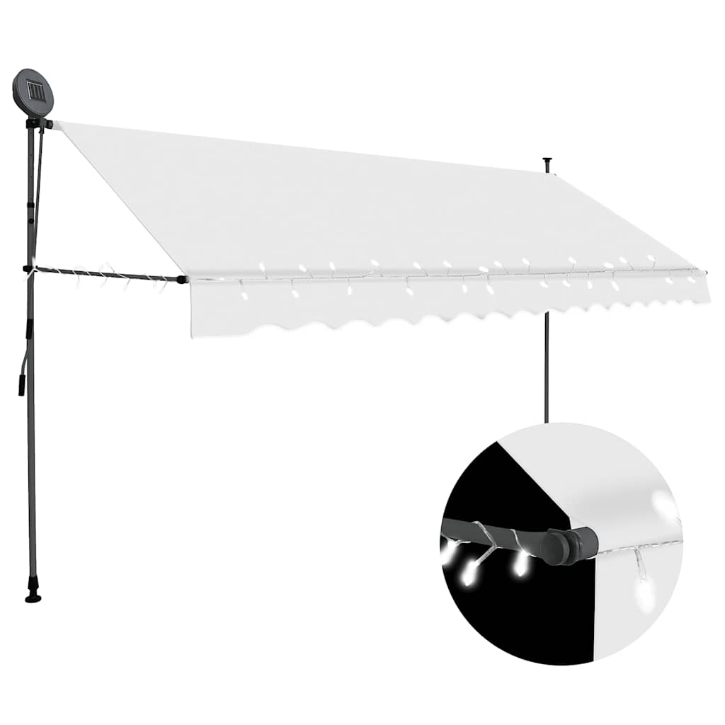 Einziehbare Markise Handbetrieben mit LED 100 cm Blau und Weiß