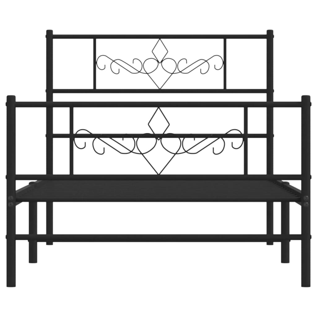 Bettgestell mit Kopfteil Metall Schwarz 100x190 cm