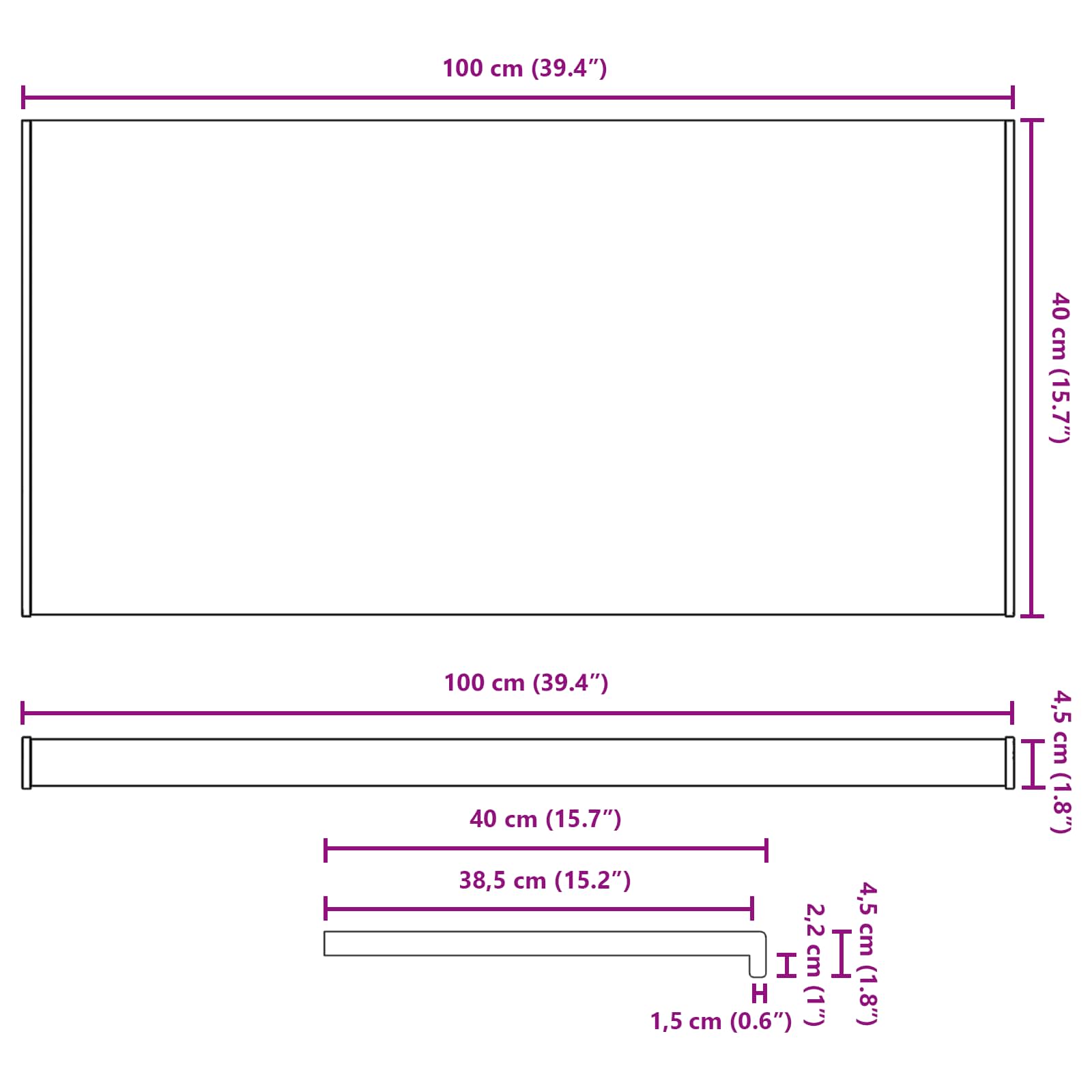 Fensterbank Weiß 60 x 10 x 4,5 cm PVC
