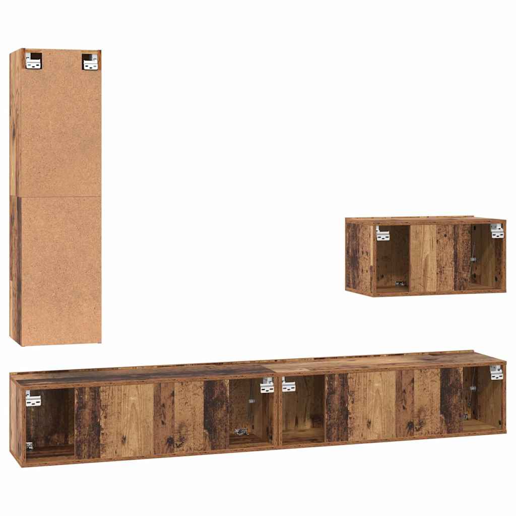 4-tlg. TV-Schrank-Set Weiß Holzwerkstoff