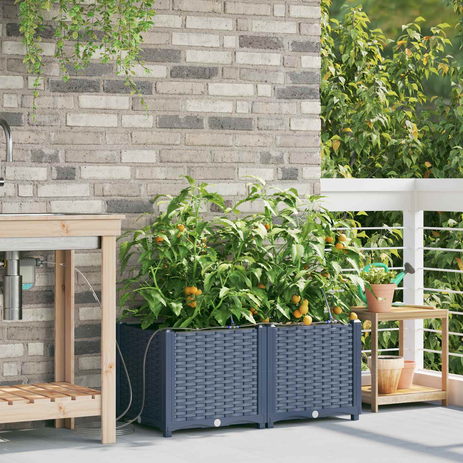 Garten-Pflanzgefäß 4 Stk. Braun 160 x 40 x 22 cm PP