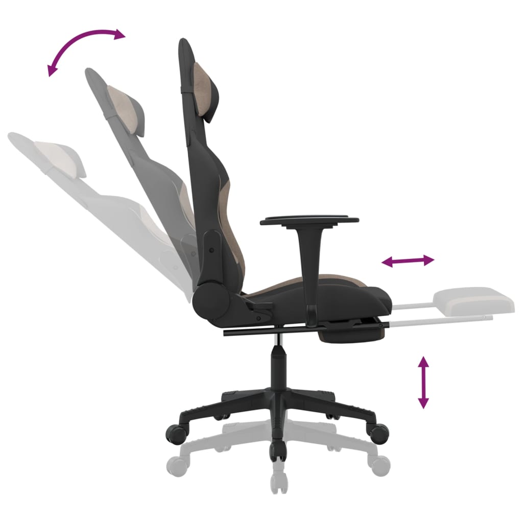 Gaming-Stuhl mit Massagefunktion Schwarz und Creme Stoff