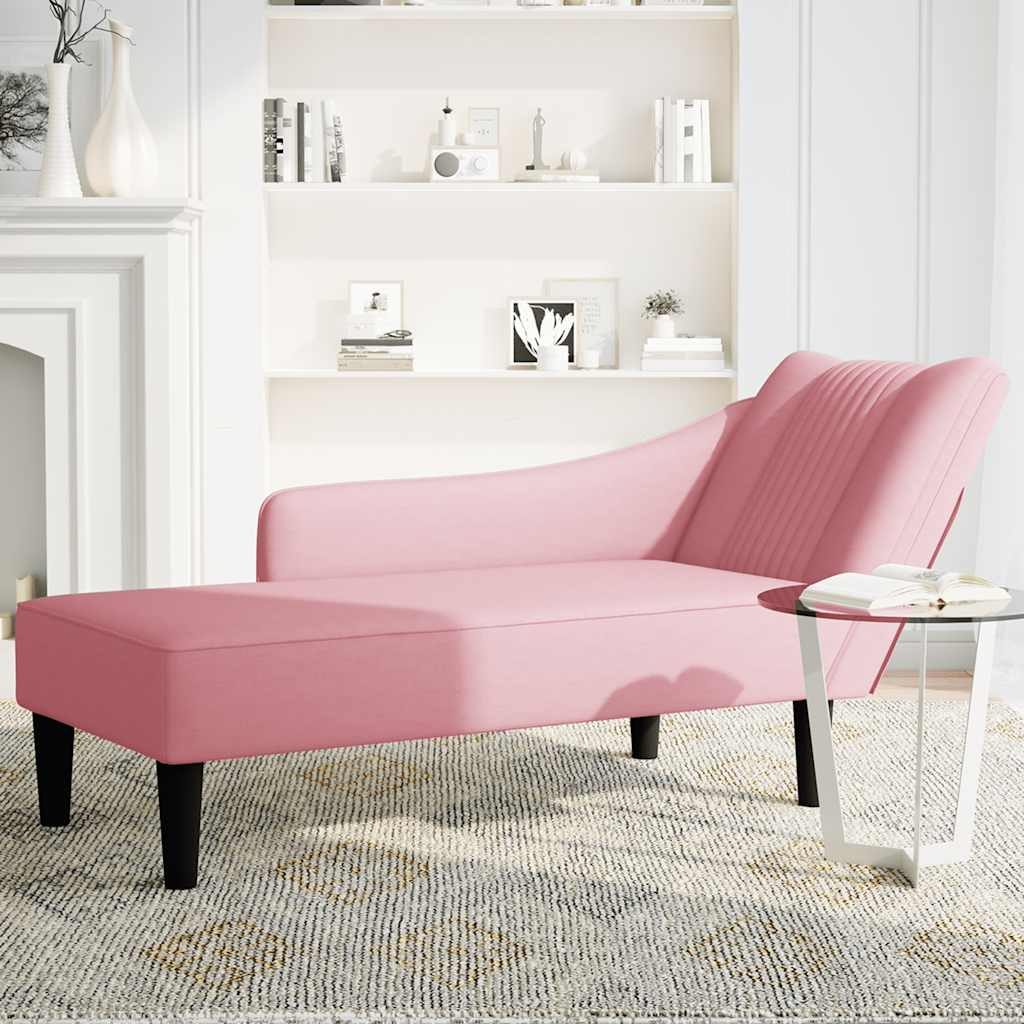 Chaiselongue mit Rechter Armlehne Blau Samt
