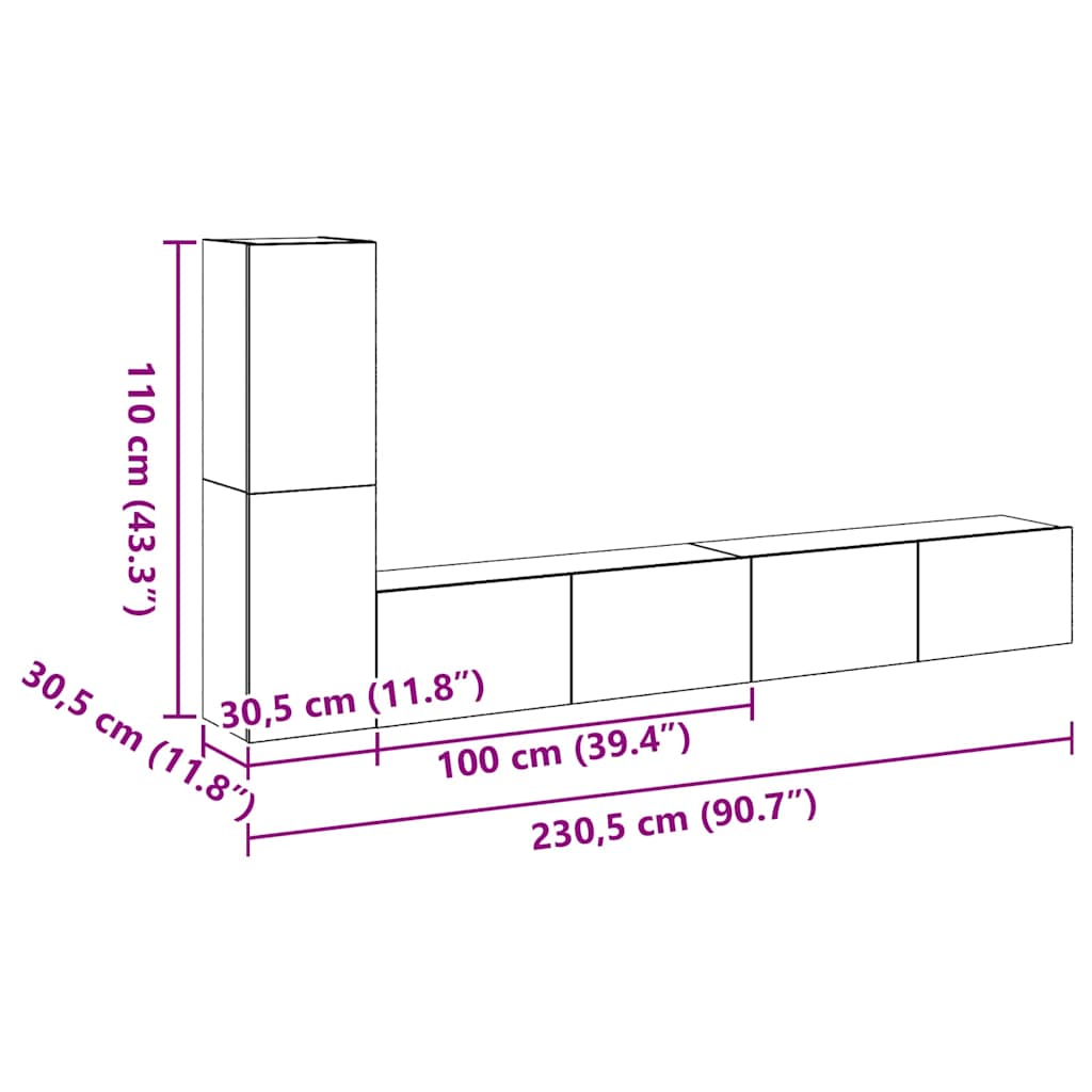 3-tlg. TV-Schrank-Set Weiß Holzwerkstoff