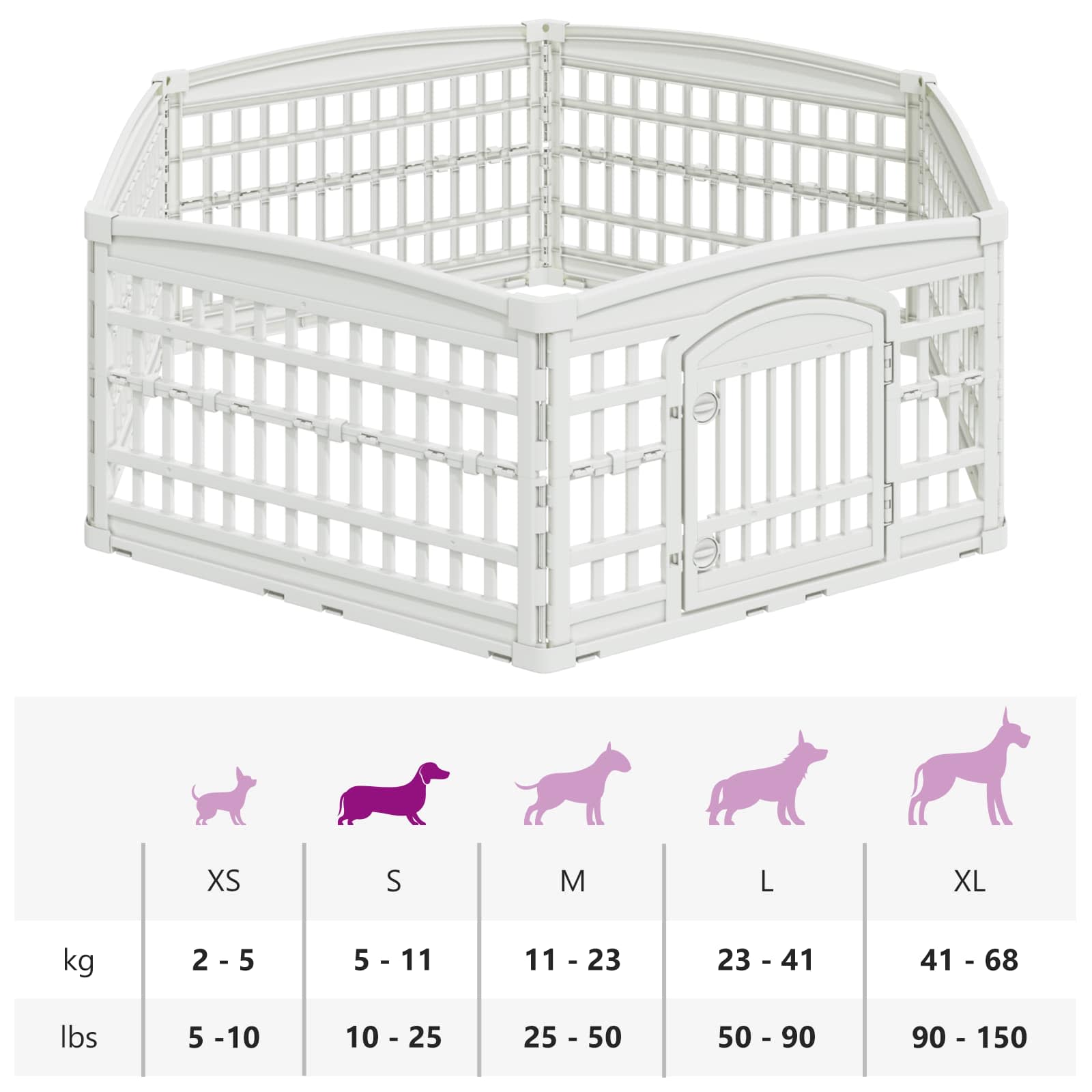 6-Panel-Hundespielplatz 122 x 106,5 x 40 cm Kunststoff Weiß