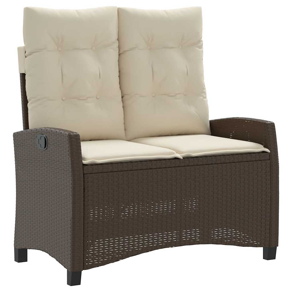 Gartenbank Verstellbar mit Kissen Schwarz Poly Rattan