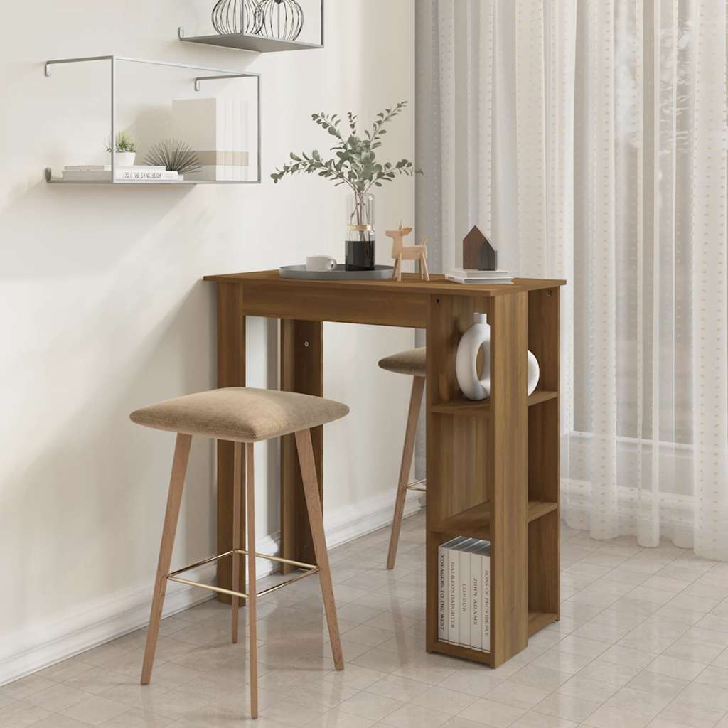 Bartisch mit Regal Weiß 102x50x103,5 cm Holzwerkstoff