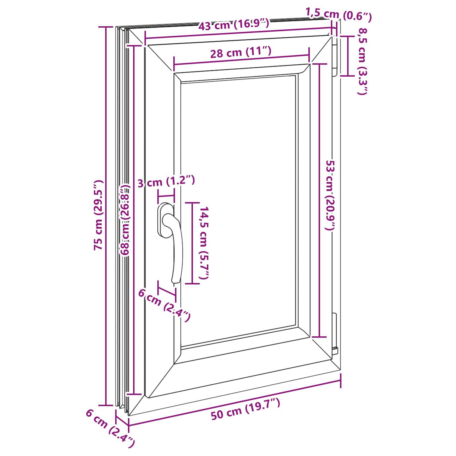 Kellerfenster RISOR 50 x 50 cm PVC und Glas Weiß