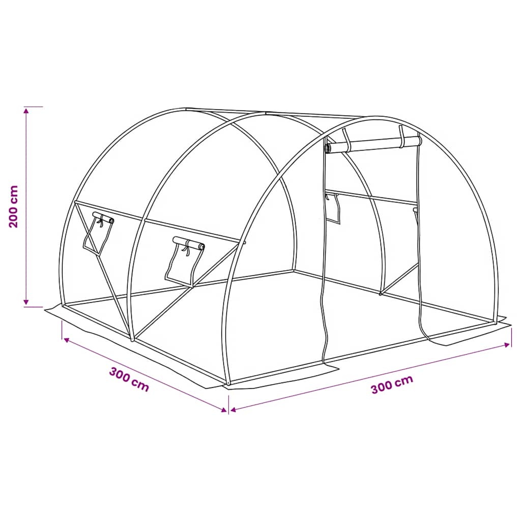 Gewächshaus 4,5 m² 300x150x200 cm