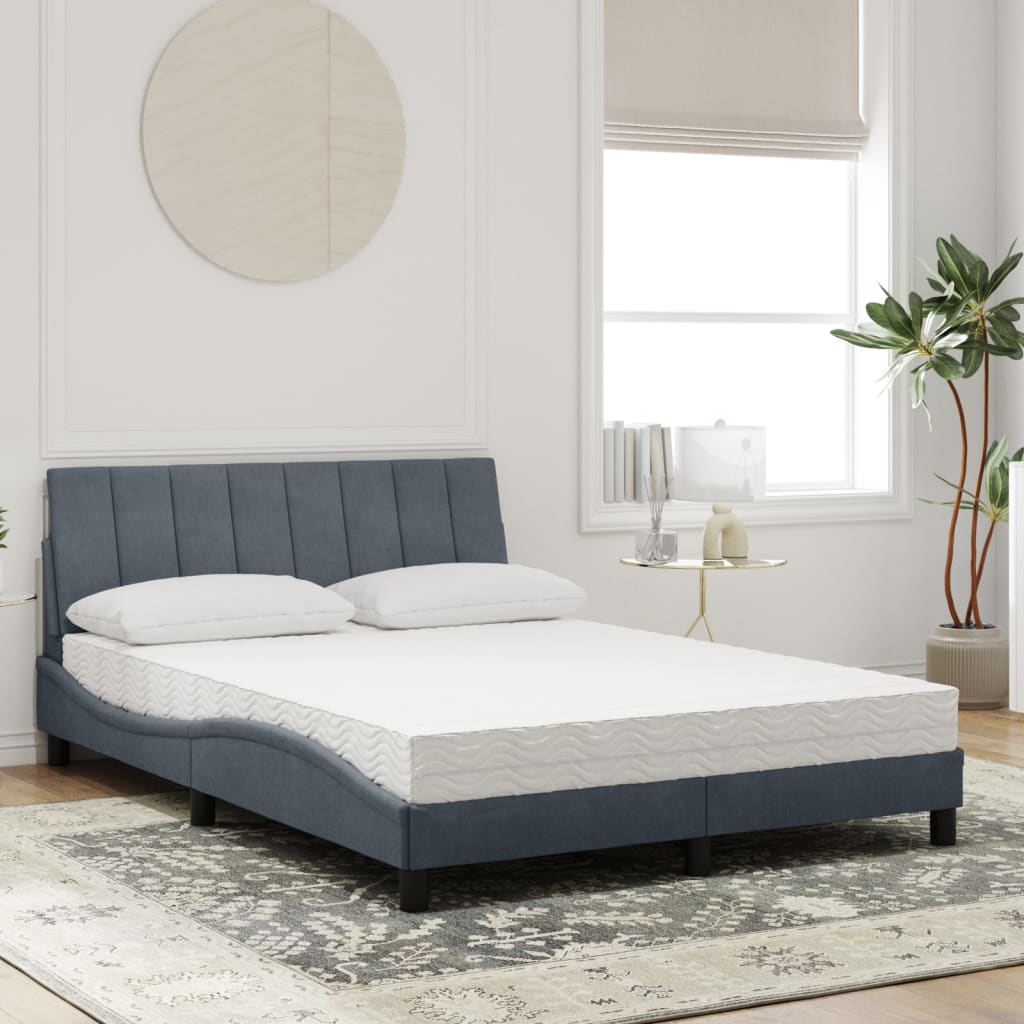 Bett mit Matratze "Hanko" Hellgrau 80x200 cm Samt