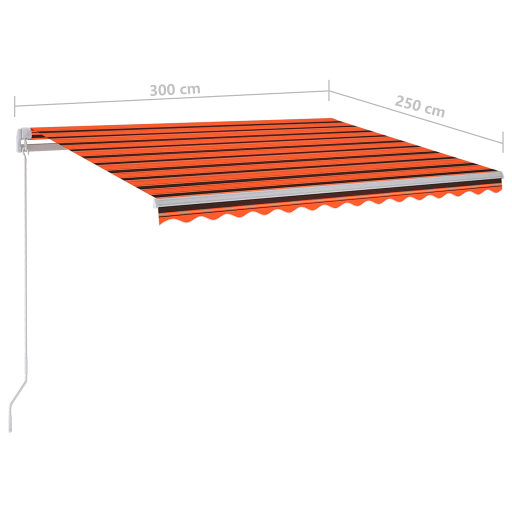 Markise Manuell Einziehbar mit LED 300x250 cm Blau und Weiß