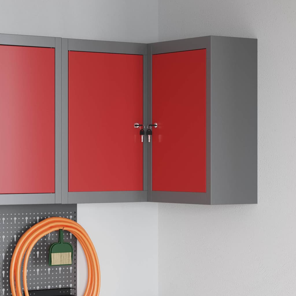 Werkzeugschrank mit Regal Schwarz und Grau 55 x 55 x 55 cm