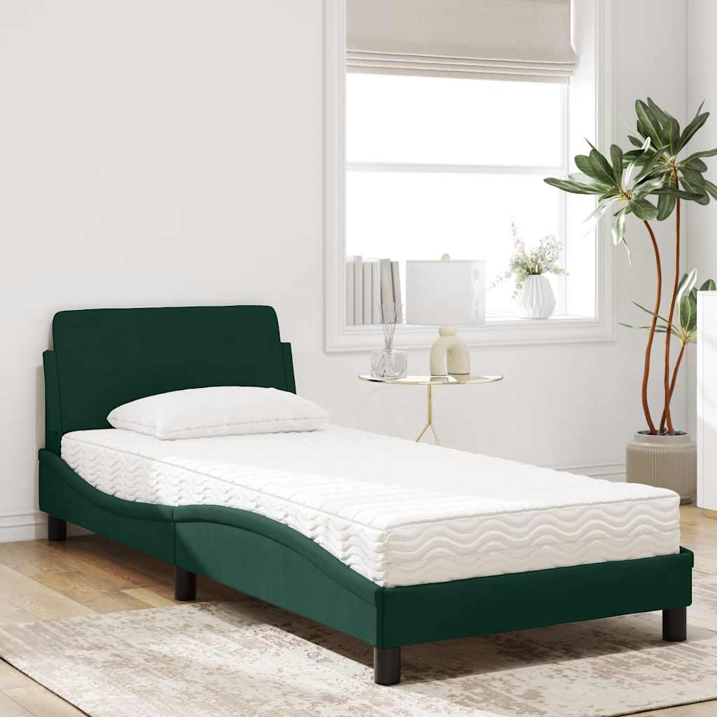 Bett mit Matratze "Dover" Hellgrau 80x200 cm Samt