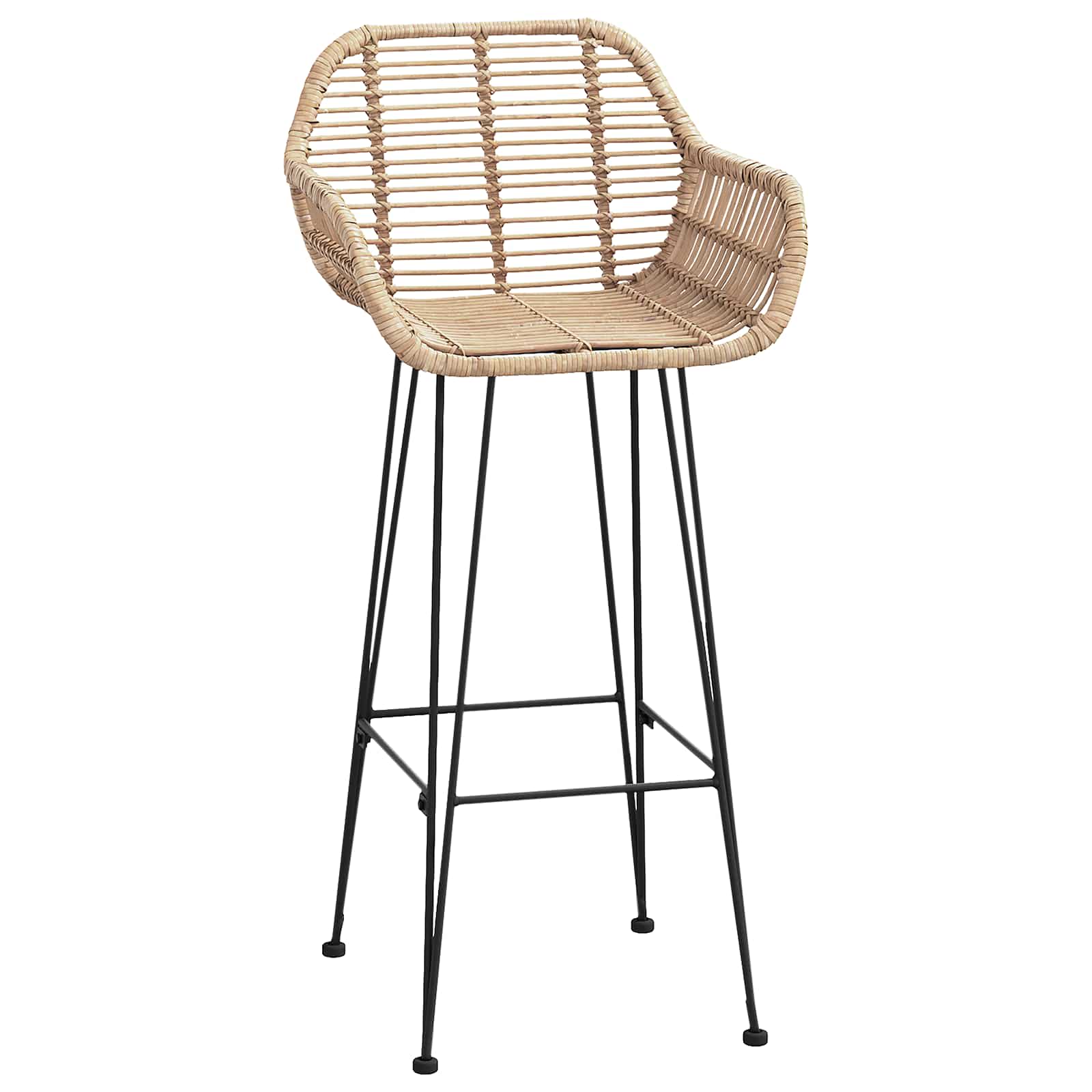 Barstuhl 2 pcs 55 x 52 x 92 cm Rattan und Eisen