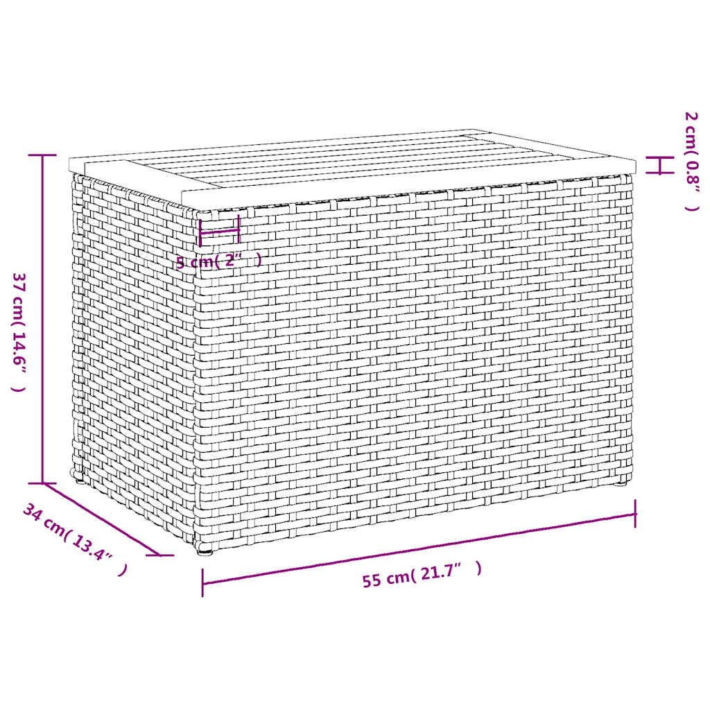 Garten-Beistelltische 2 Stk Schwarz 55x34x37cm Poly Rattan Holz