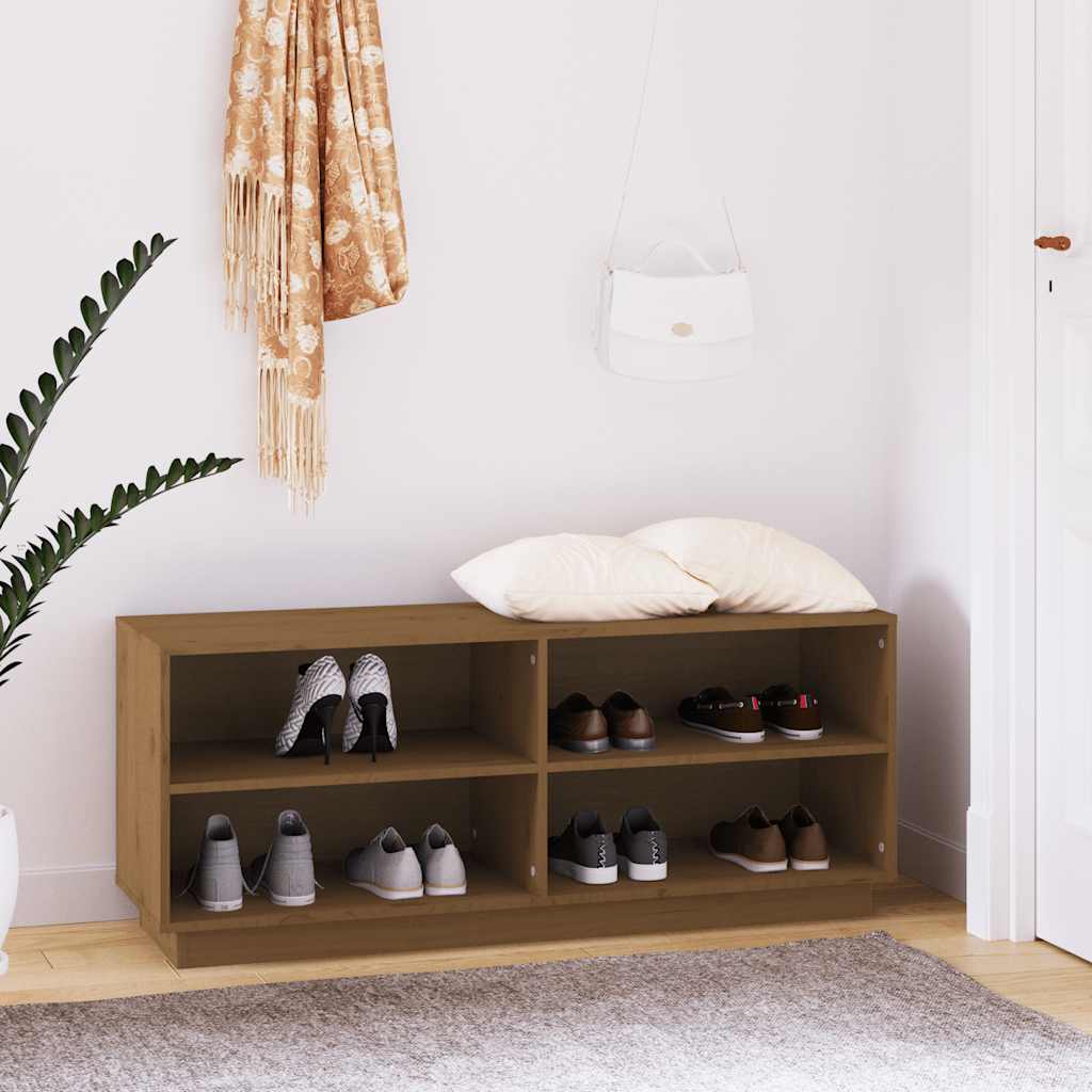Schuhregal 110x34x45 cm Massivholz Kiefer