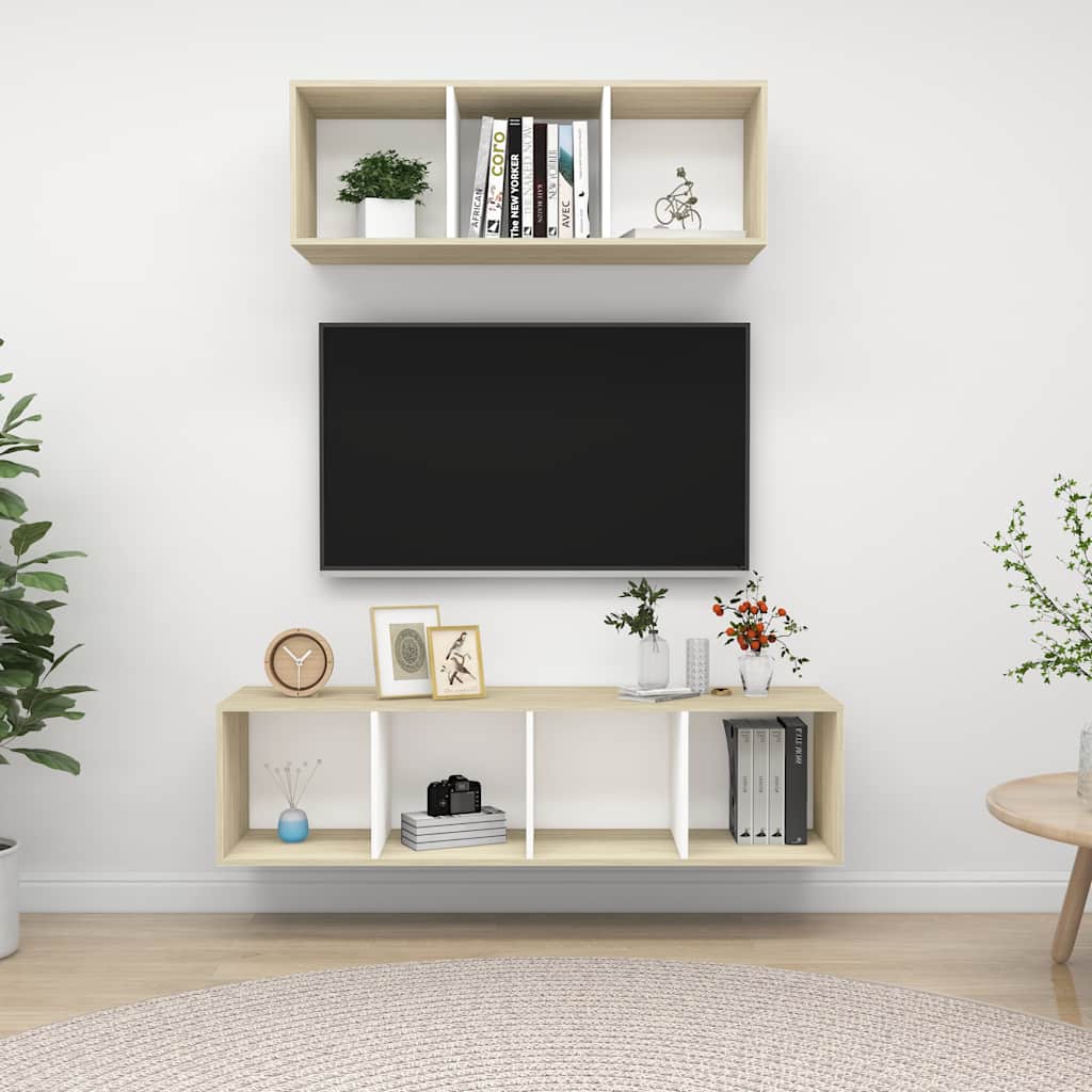 2-tlg. TV-Schrank-Set Weiß Holzwerkstoff
