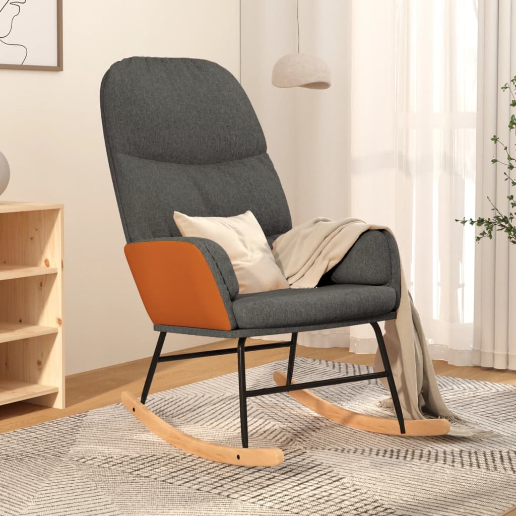 Schaukelsessel mit Hocker Dunkelgrau Stoff