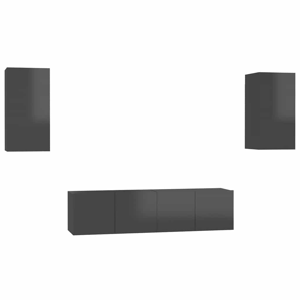4-tlg. TV-Schrank-Set Weiß Holzwerkstoff