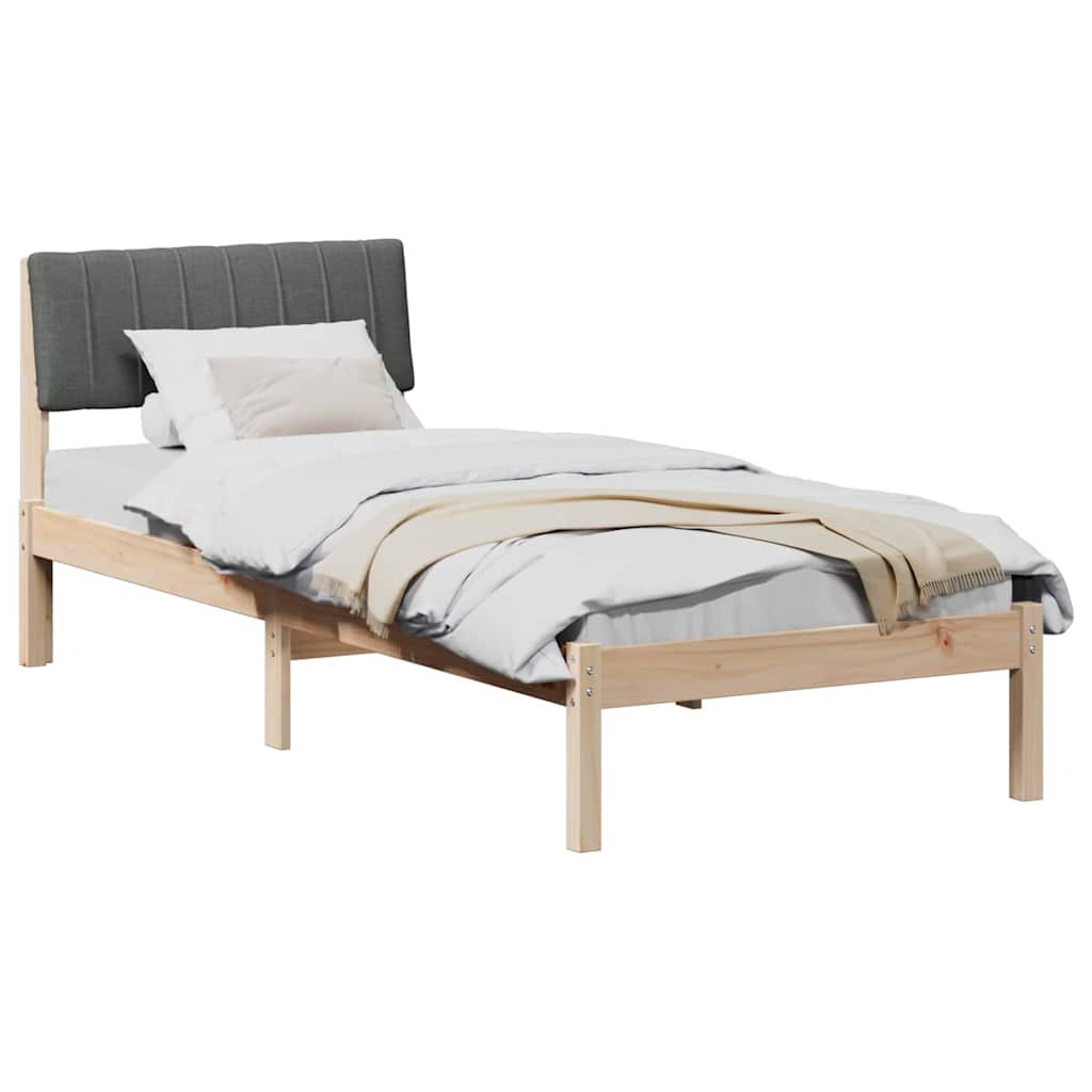 Bettgestell Braun und hellgrau 200 x 200 cm Massivholz Kiefer