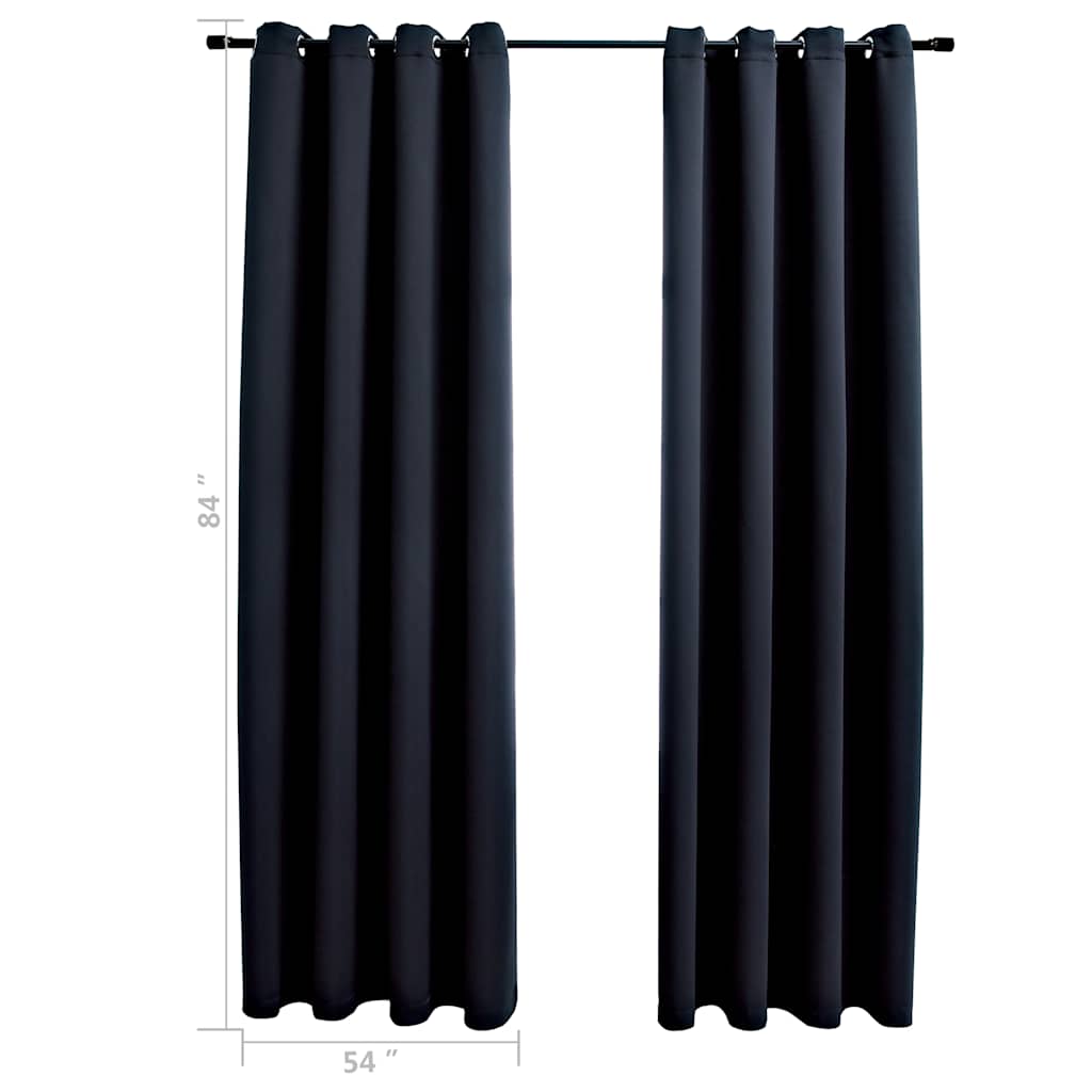 Verdunkelungsvorhänge mit Ringen 2 Stk. Schwarz 97x213 cm Stoff