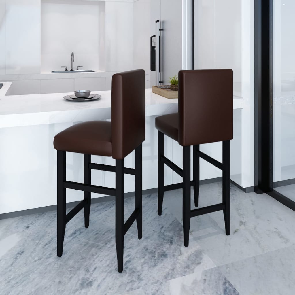 Barhocker 2 Stk. Weiß Kunstleder