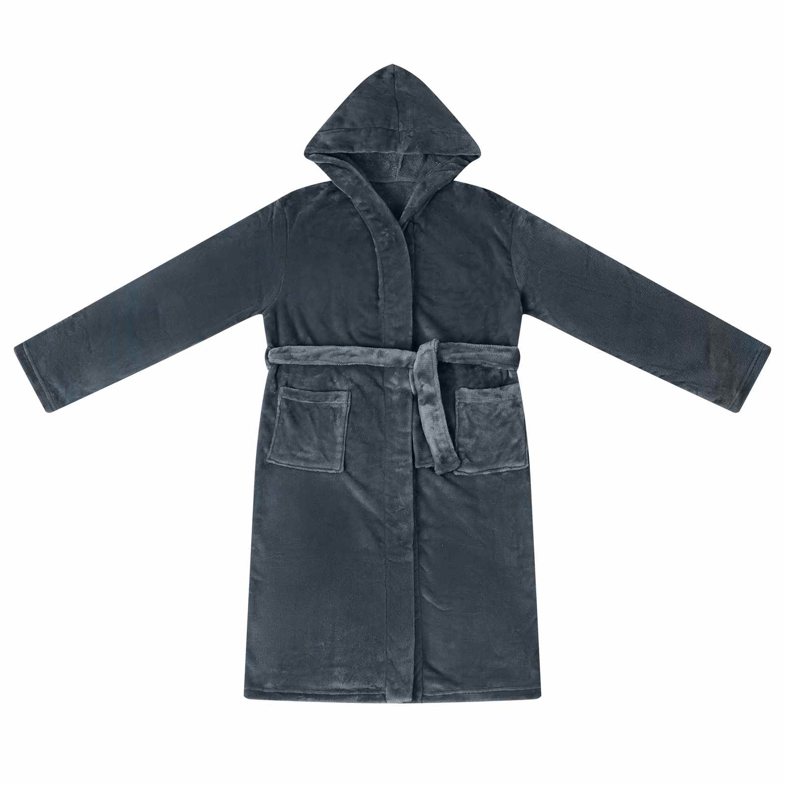 Bademantel Hoodie Beige S Flanell