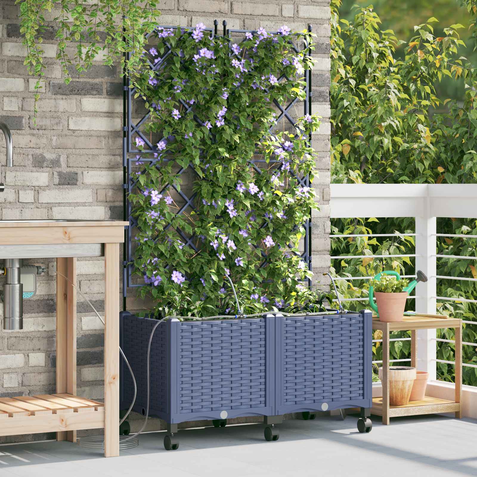 Garten-Pflanzgefäß 4 Stk. Braun 160 x 40 x 22 cm PP