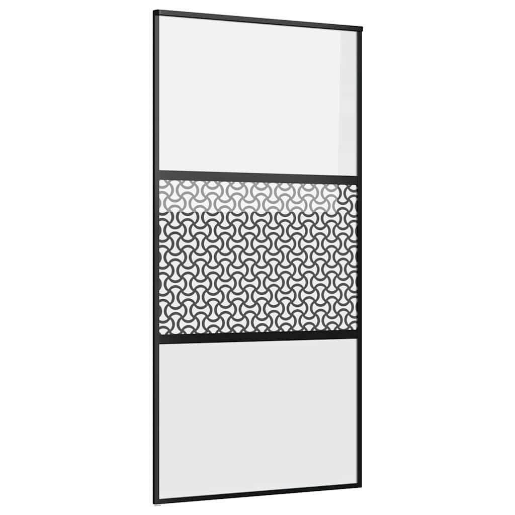 Schiebetür 3-teilig ESG-Glas und Aluminium 76x205 cm Schwarz