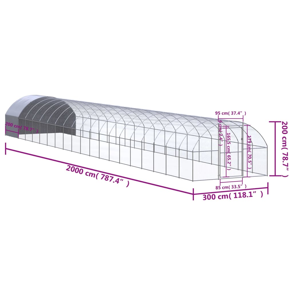 Outdoor-Hühnerstall 3x2x2 m Verzinkter Stahl