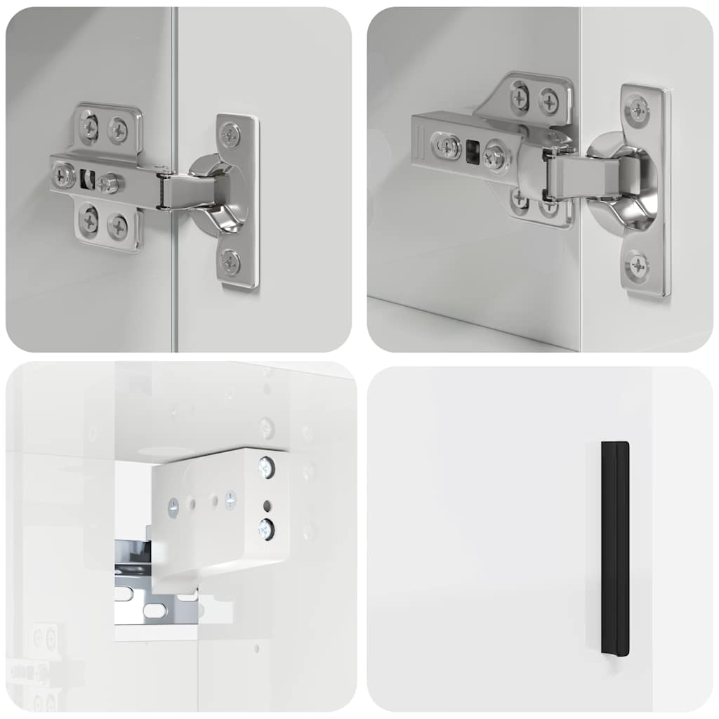 Badezimmermöbel-Set mit Tür 5 pcs Weiß Holzwerkstoff & Metall