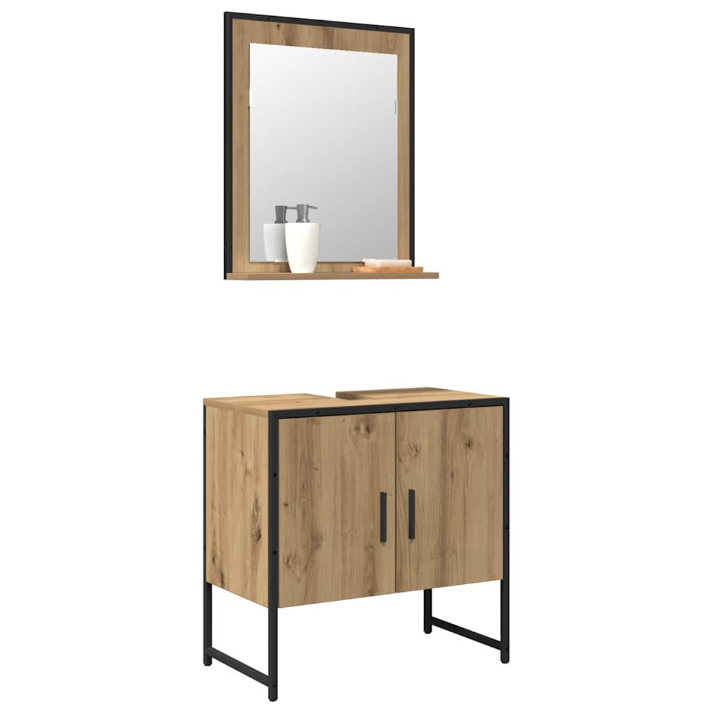 2-tlg. Badmöbel-Set Räuchereiche Holzwerkstoff