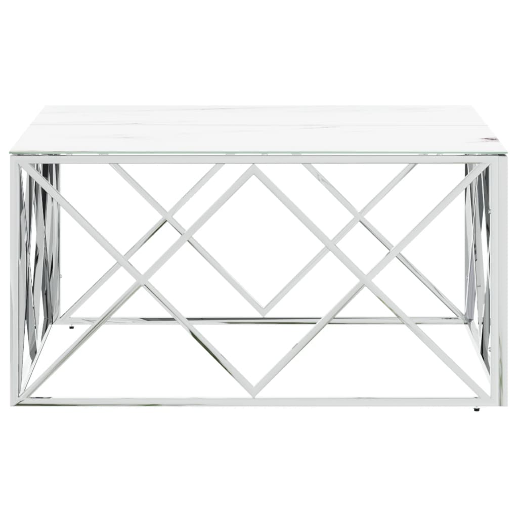 Couchtisch 80x80x40 cm Edelstahl und Glas