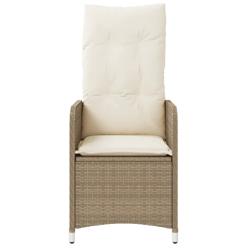 Gartensessel Verstellbar mit Kissen Schwarz Poly Rattan