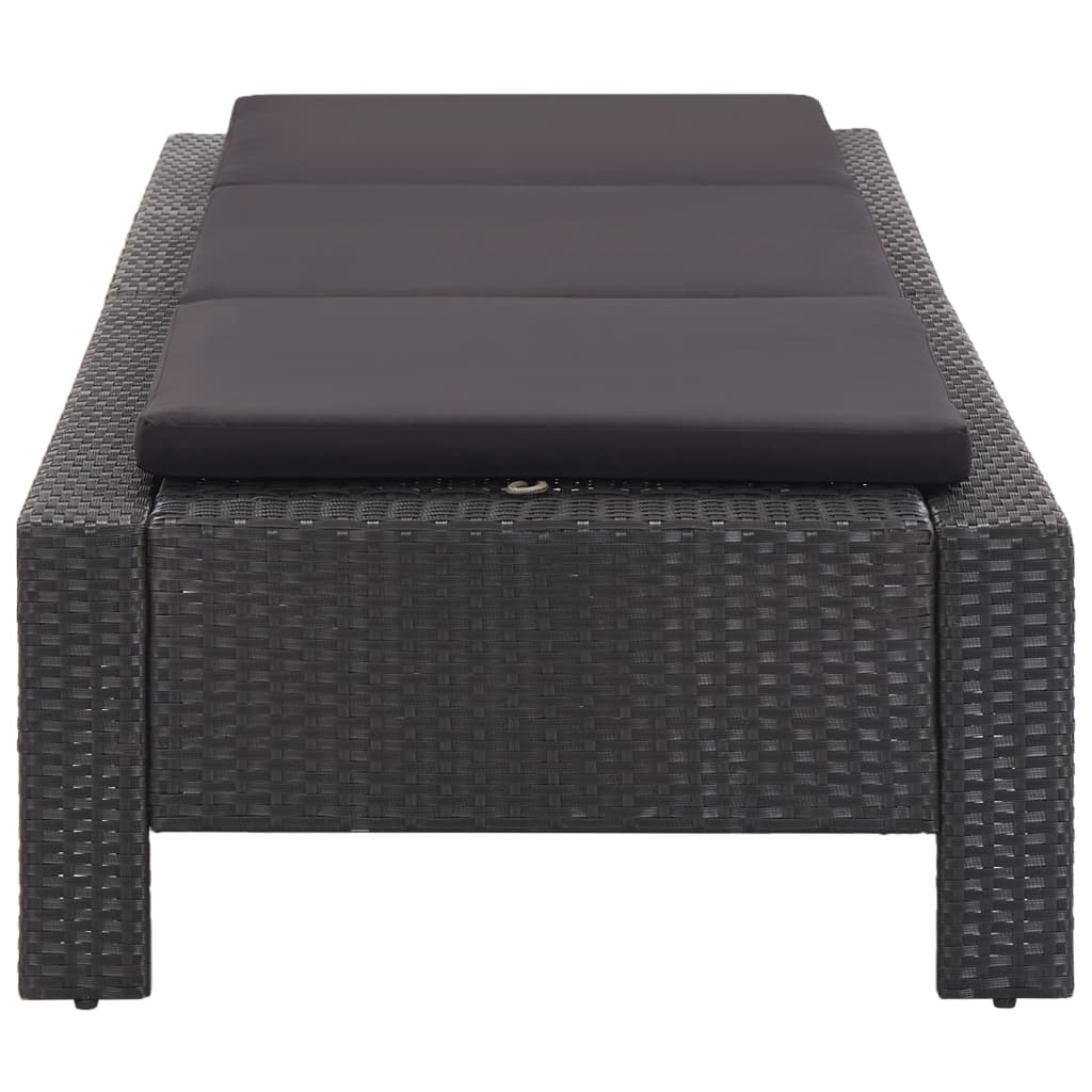 Sonnenliege mit Auflage Grau Poly Rattan