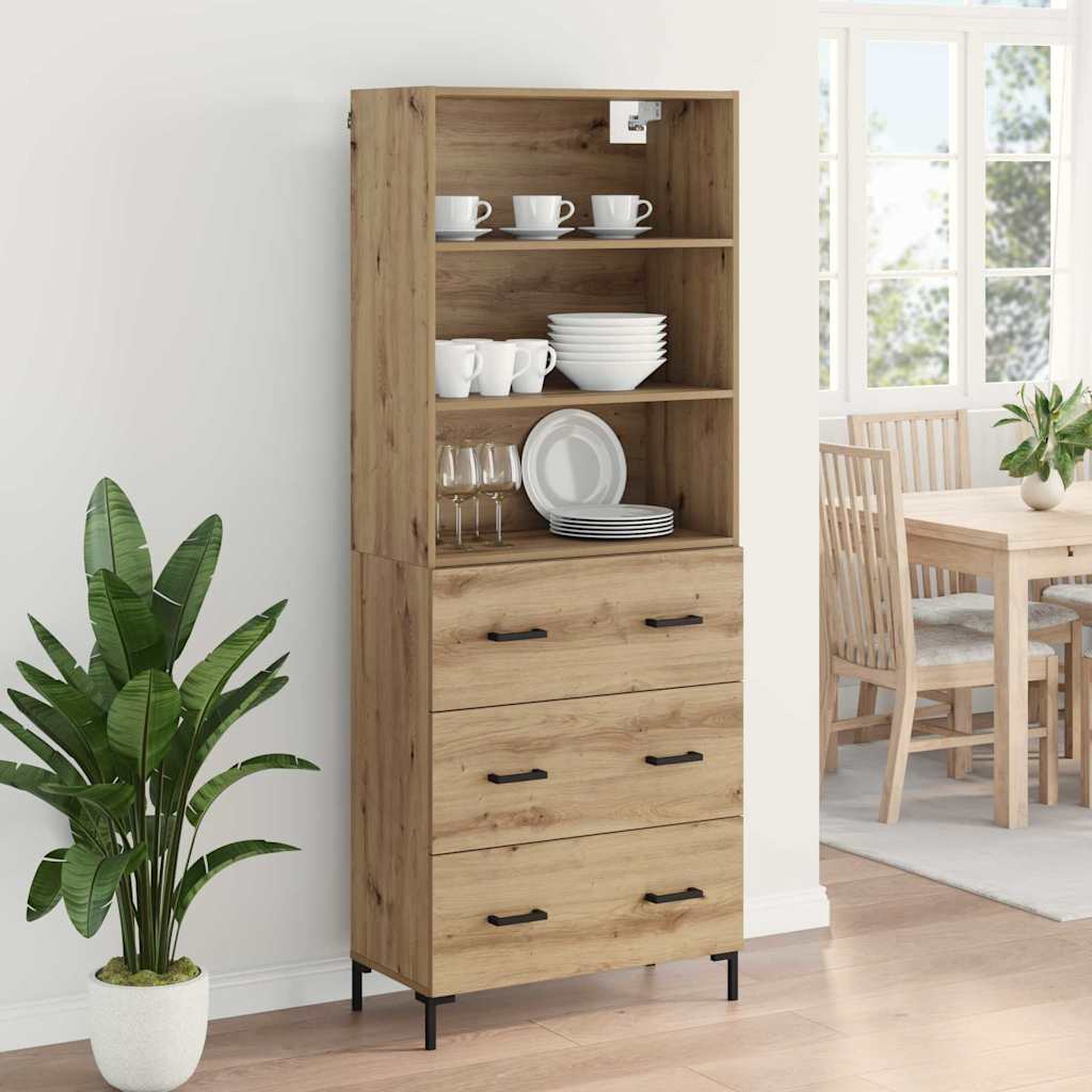 Highboard Hochglanz-Weiß 69,5x34x180 cm Holzwerkstoff