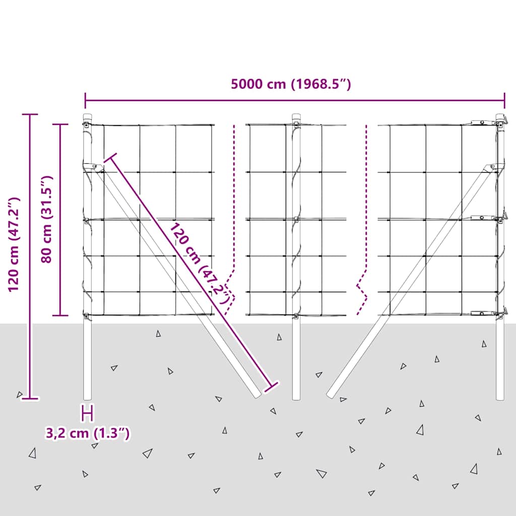 Ground Fix Geschweißter Drahtzaun 25 x 0,8 m Silber Netz