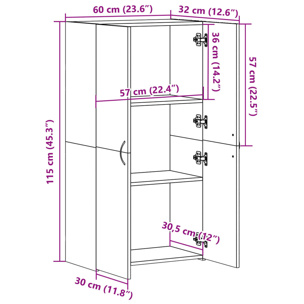 Aktenschrank Weiß 60x32x153 cm Holzwerkstoff