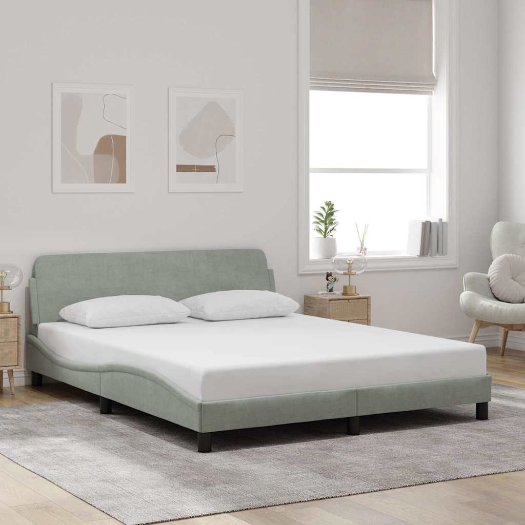 Bettgestell "Dover" Hellgrau 100x190 cm Samt