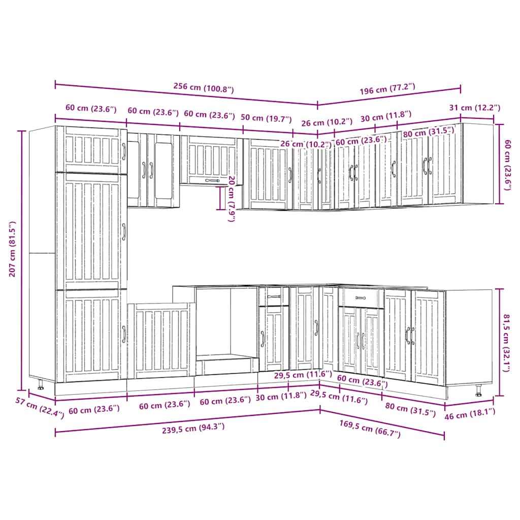 14-tlg. Küchenschrank-Set Lucca Weiß Holzwerkstoff