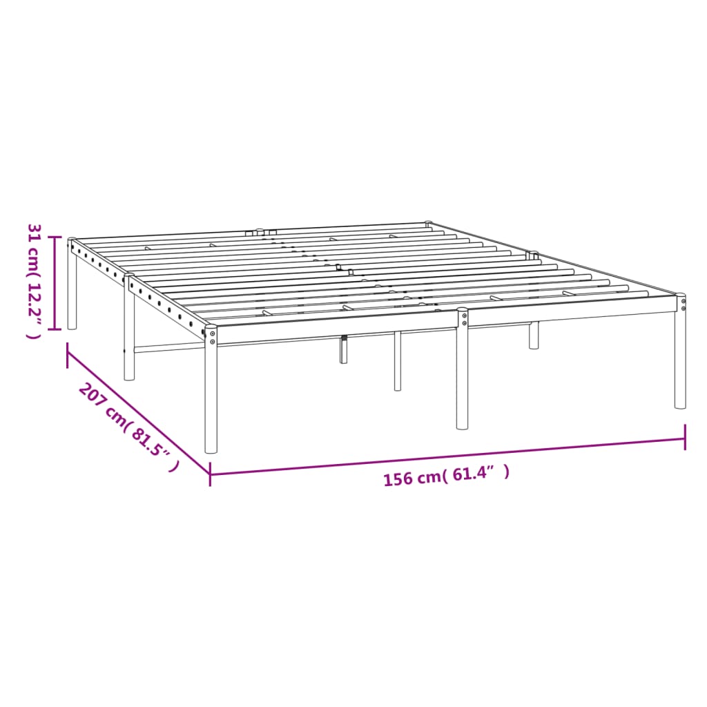 Bettgestell Metall Schwarz 75x190 cm