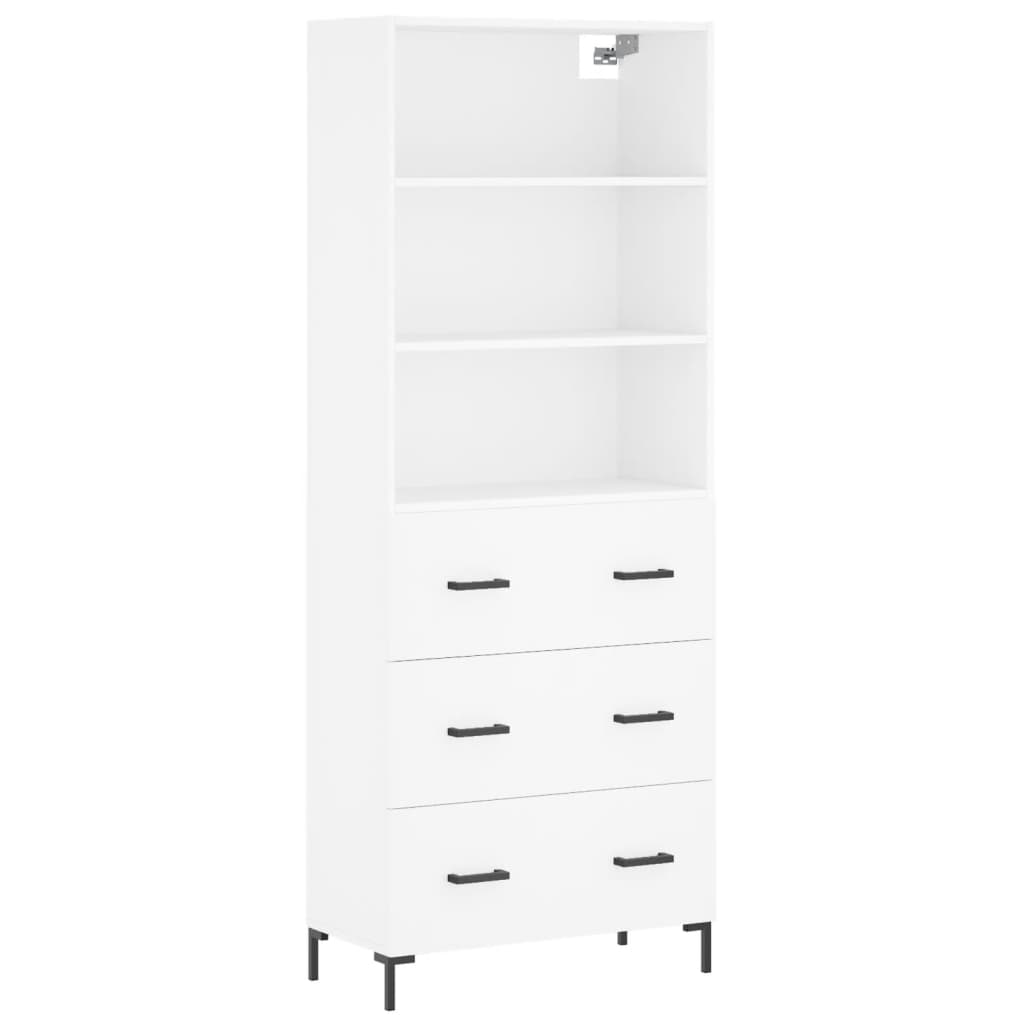 Highboard Hochglanz-Weiß 69,5x34x180 cm Holzwerkstoff