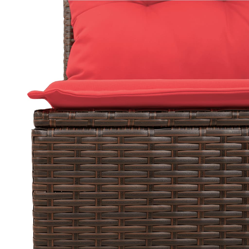 10-teiliges Gartensofa-Set mit Kissen, schwarzes Polyrattan