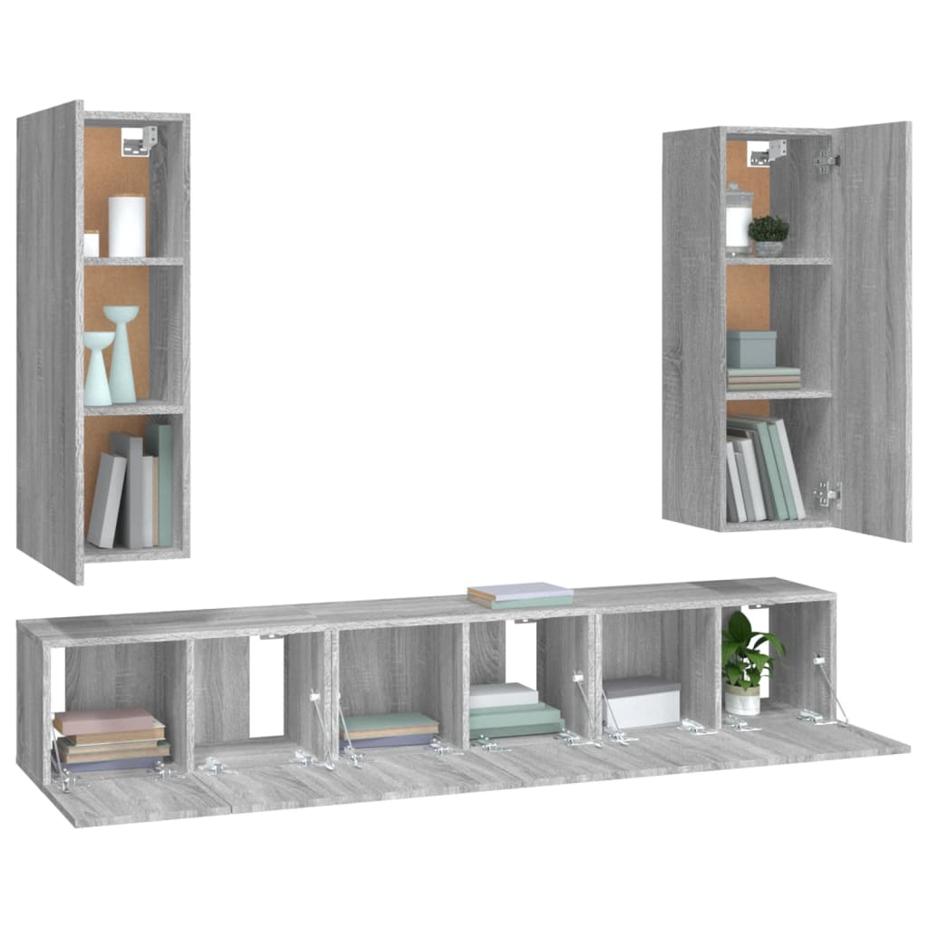 4-tlg. TV-Schrank-Set Weiß Holzwerkstoff