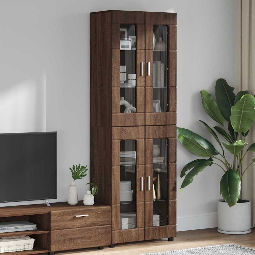 Highboard mit Regal FLORIN Weiß 60 x 35 x 182 cm Holzwerkstoff