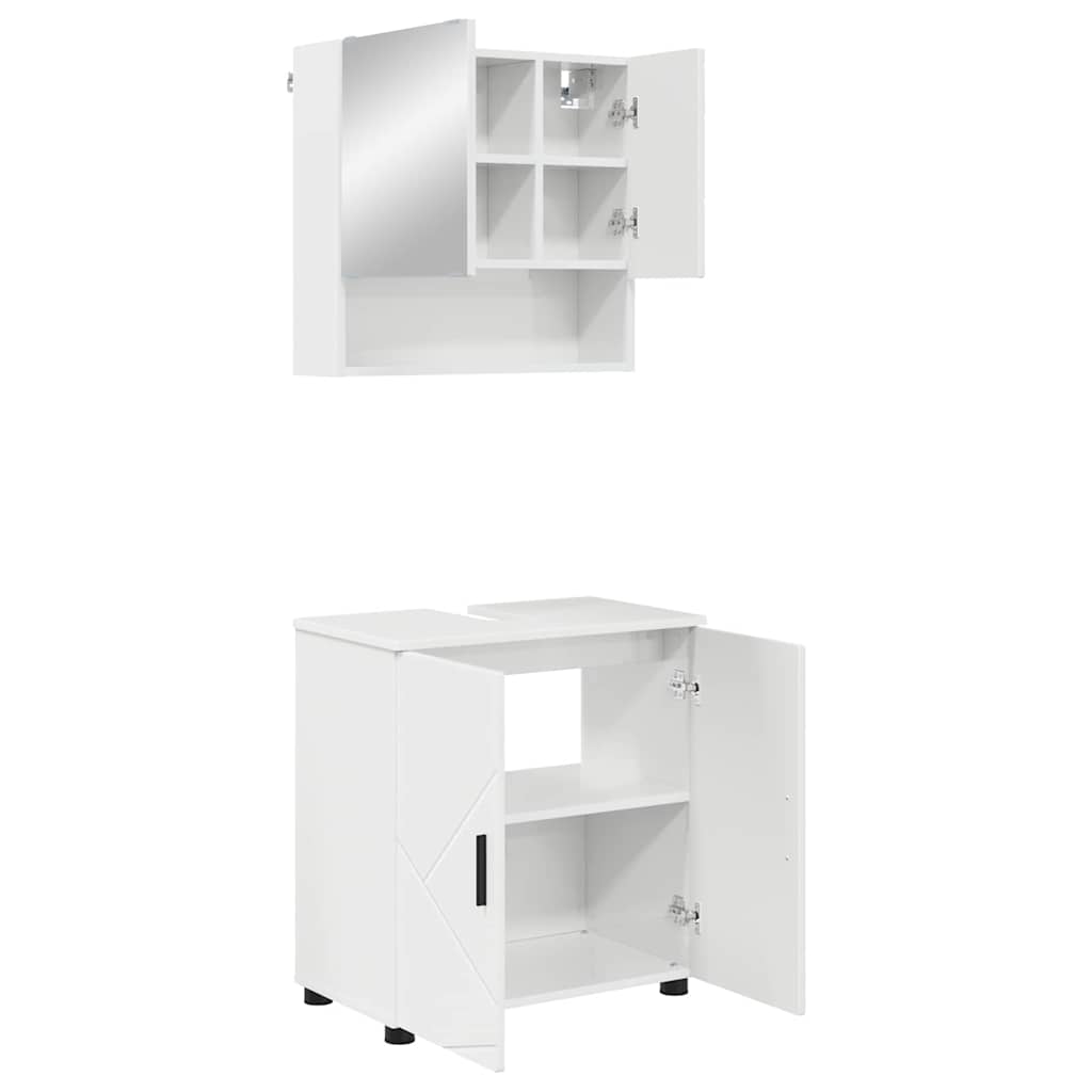 Badezimmermöbel-Set mit Tür 2 pcs Weiß Holzwerkstoff & Metall