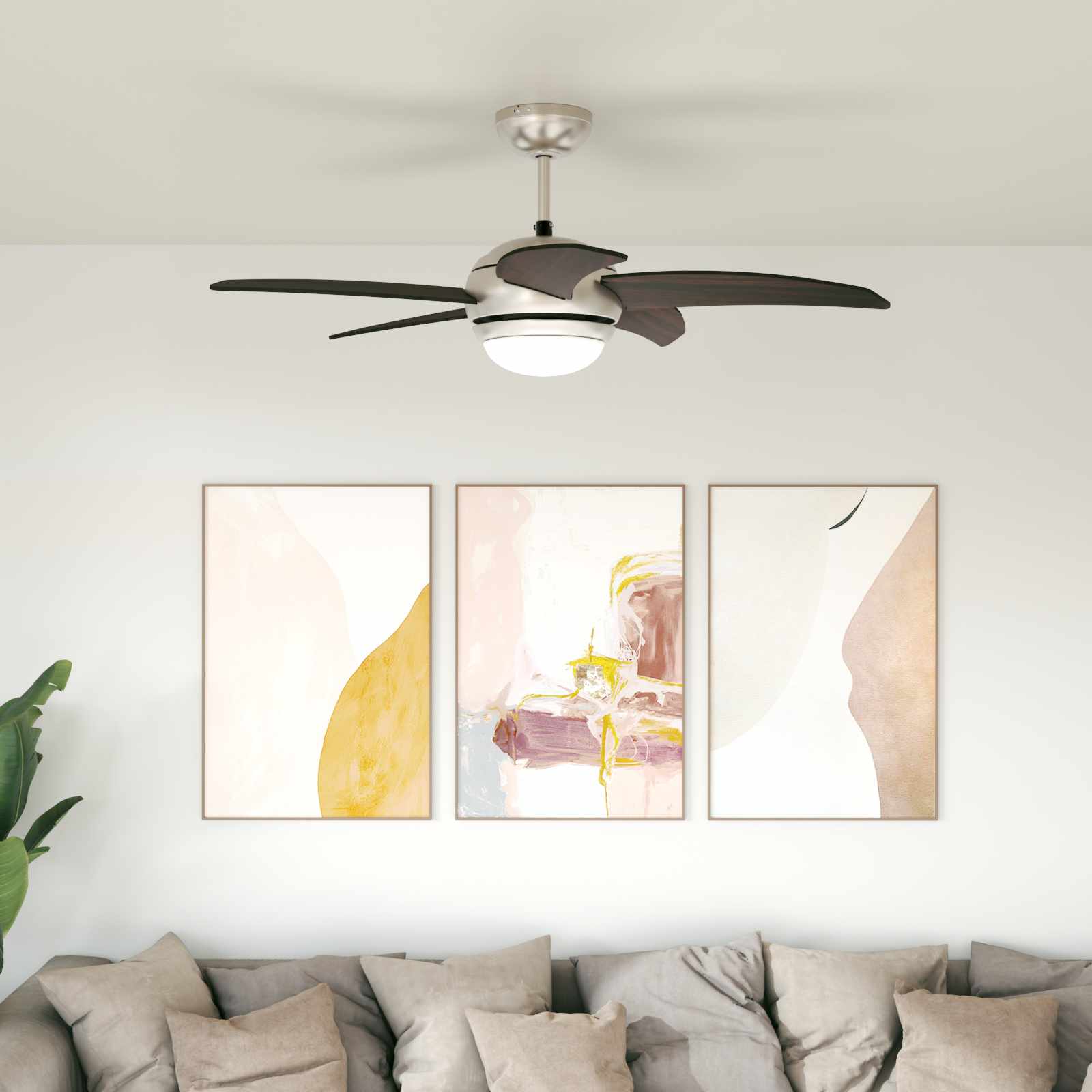 Deckenventilator mit Licht und Fernbedienung Ø 130 cm Weiß
